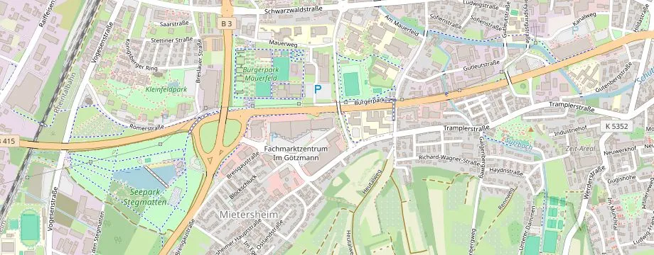 Karte mit der Lage des OBI Markt Lahr, Im Götzmann 2, 77933 Lahr