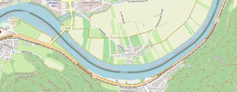 Karte mit der Lage des OBI Markt Laufenburg, Stadtweg 4, 79725 Laufenburg