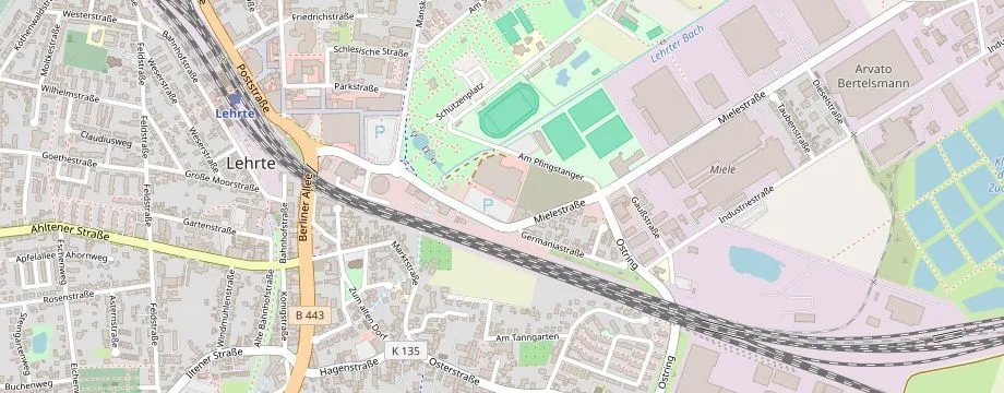 Karte mit der Lage des OBI Markt Lehrte, Germaniastraße 18, 31275 Lehrte