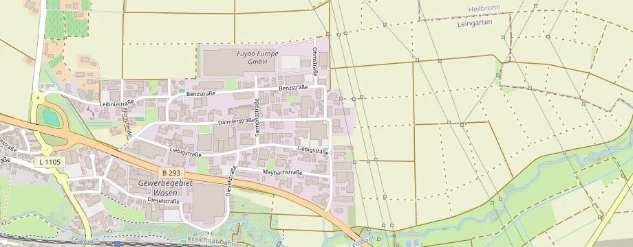 Karte mit der Lage des OBI Markt Leingarten, Daimlerstr. 50, 74211 Leingarten
