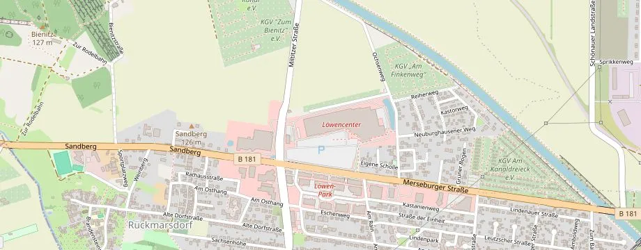 Karte mit der Lage des OBI Markt Leipzig Burghausen, Miltitzer Straße 13, 04178 Leipzig