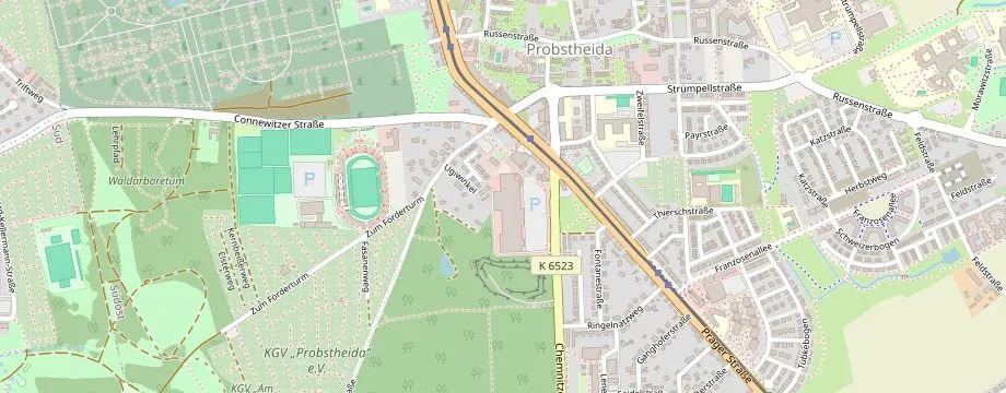 Karte mit der Lage des OBI Markt Leipzig Probstheida, Chemnitzer Str. 6, 04289 Leipzig