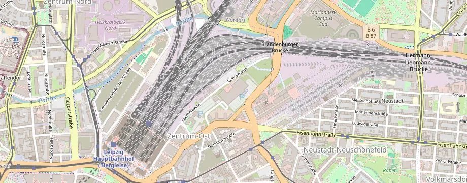 Karte mit der Lage des OBI Markt Leipzig Zentrum, Brandenburger Str. 21, 04103 Leipzig