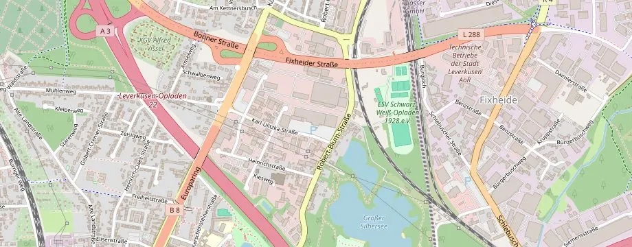 Karte mit der Lage des OBI Markt Leverkusen, Robert-Blum-Straße 47, 51373 Leverkusen
