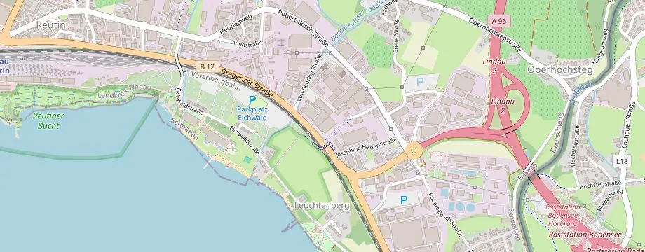 Karte mit der Lage des OBI Markt Lindau, Bregenzer Str. 105, 88131 Lindau