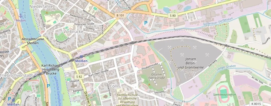 Karte mit der Lage des OBI Markt Meißen, Fabrikstr. 13, 01662 Meißen