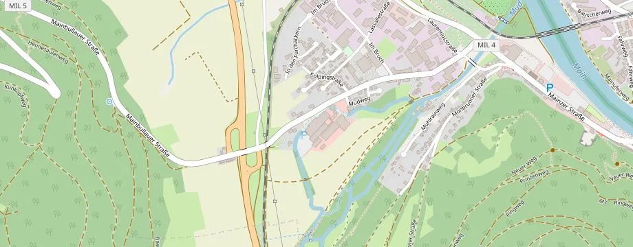 Karte mit der Lage des OBI Markt Miltenberg, Breitendieler Str.43, 63897 Miltenberg