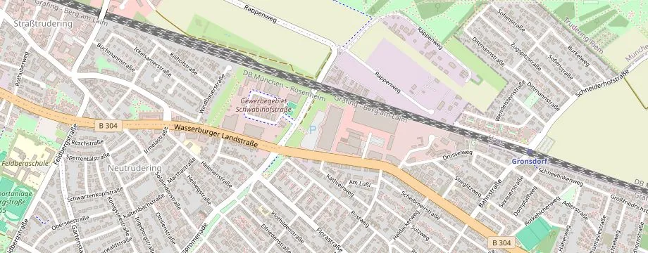 Karte mit der Lage des OBI Markt Muenchen Trudering, Schwablhofstr. 6, 81827 Muenchen