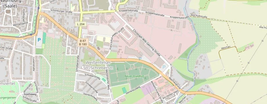 Karte mit der Lage des OBI Markt Naumburg / Saale, Weissenfelser Str. 68, 06618 Naumburg / Saale
