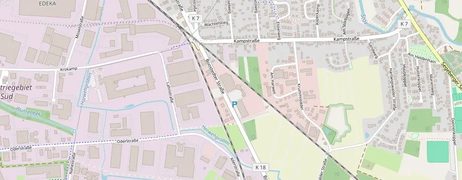 Karte mit der Lage des OBI Markt Neumünster Boostedter Strasse, Boostedter Straße 299+301, 24539 Neumünster