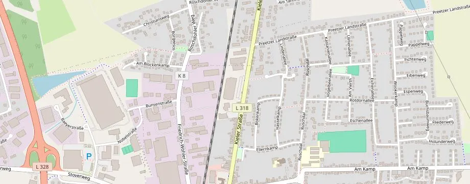 Karte mit der Lage des OBI Markt Neumünster Kieler Strasse, Kieler Straße 399-413, 24536 Neumünster