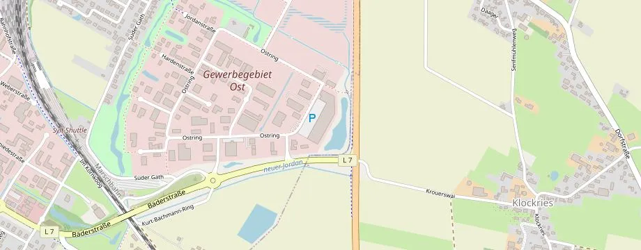 Karte mit der Lage des OBI Markt Niebüll, Ostring 51-55, 25899 Niebüll