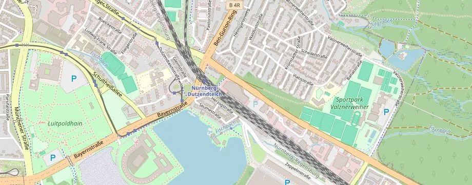 Karte mit der Lage des OBI Markt Nürnberg Regensburger Strasse, Regensburger Str. 250, 90480 Nürnberg