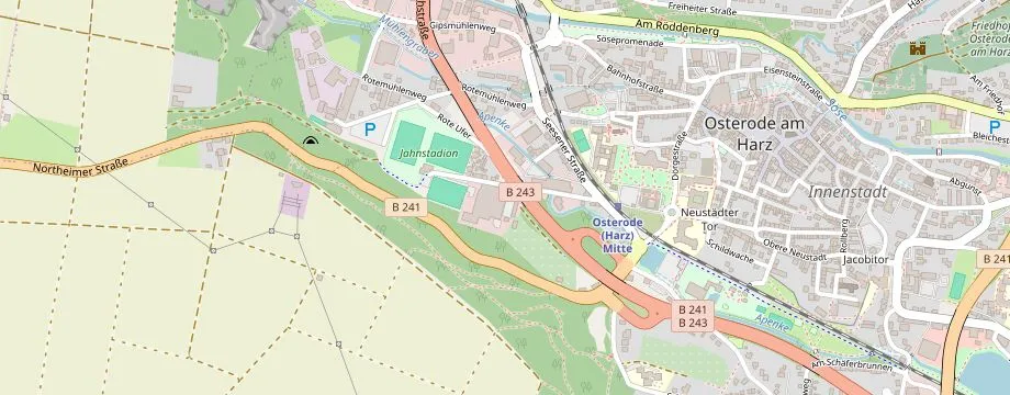 Karte mit der Lage des OBI Markt Osterode am Harz, Alte Northeimer Str. 6, 37520 Osterode am Harz