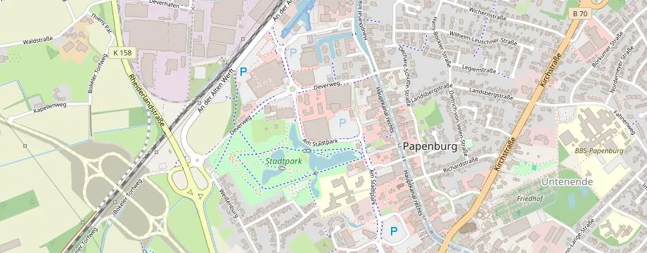 Karte mit der Lage des OBI Markt Papenburg, Am Stadtpark 45, 26871 Papenburg