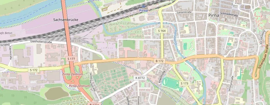 Karte mit der Lage des OBI Markt Pirna, Siegfried-Rädel-Straße 41, 01796 Pirna