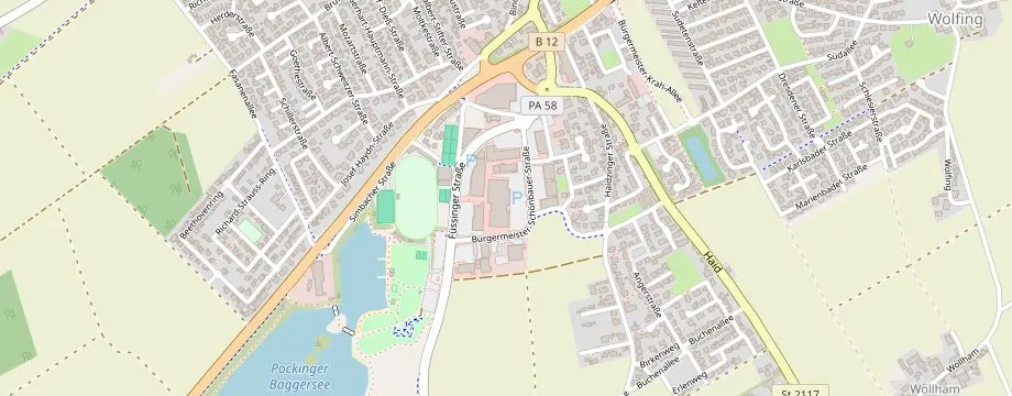 Karte mit der Lage des OBI Markt Pocking, Bürgermeister-Schönbauer-Straße 8, 94060 Pocking