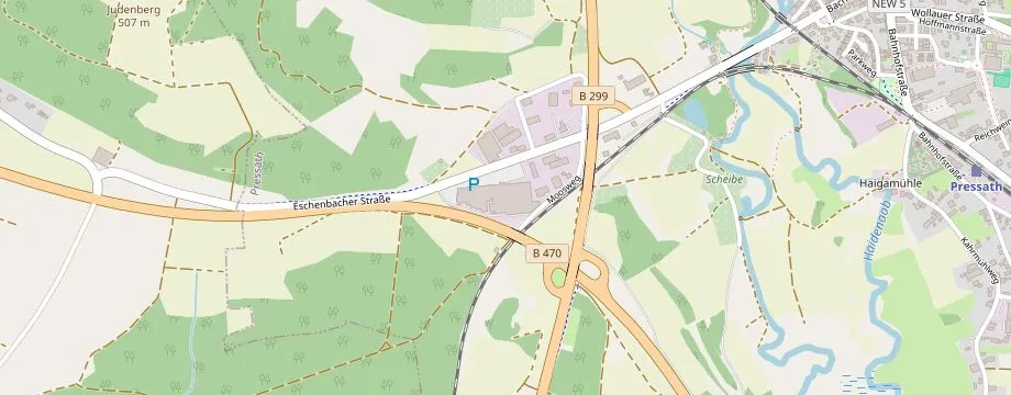 Karte mit der Lage des OBI Markt Pressath, Eschenbacher Str. 7, 92690 Pressath