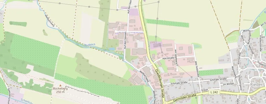 Karte mit der Lage des OBI Markt Quedlinburg, Auf den Steinen 20, 06485 Quedlinburg