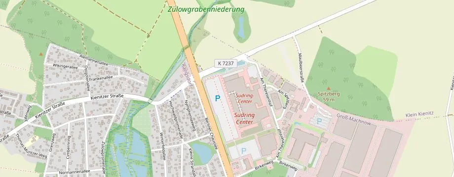 Karte mit der Lage des OBI Markt Rangsdorf, Klein-Kienitzer Str. 2, 15834 Rangsdorf