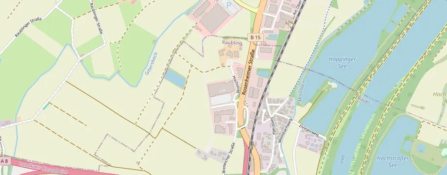 Karte mit der Lage des OBI Markt Raubling, Hochstraß 5, 83064 Raubling