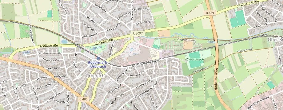 Karte mit der Lage des OBI Markt Rödermark, Ober-Rodener-Straße 13, 63322 Rödermark