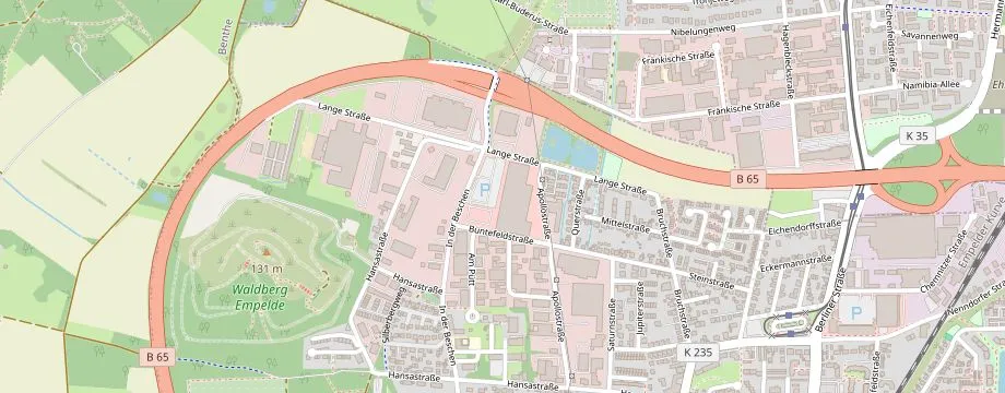 Karte mit der Lage des OBI Markt Ronnenberg-Empelde, In der Beschen 20, 30952 Ronnenberg-Empelde