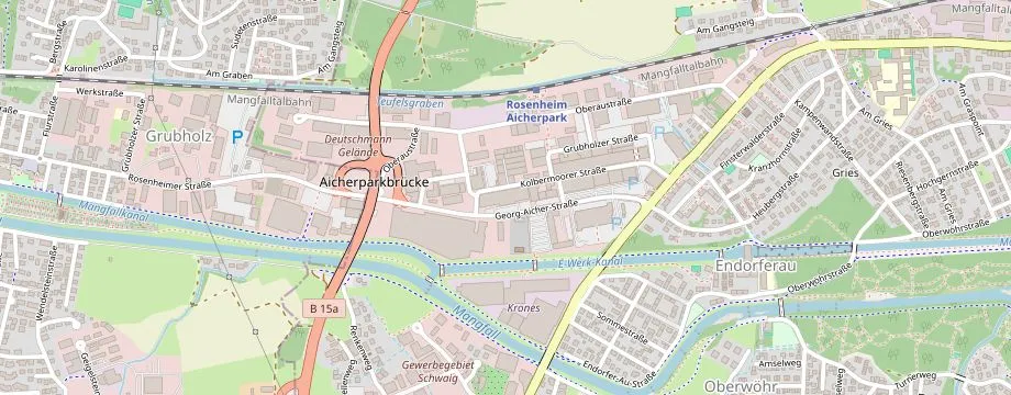 Karte mit der Lage des OBI Markt Rosenheim, Georg-Aicher-Str. 18, 83026 Rosenheim