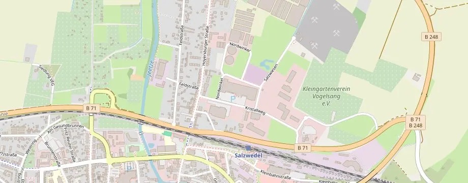 Karte mit der Lage des OBI Markt Salzwedel, Kristallweg 3, 29410 Salzwedel