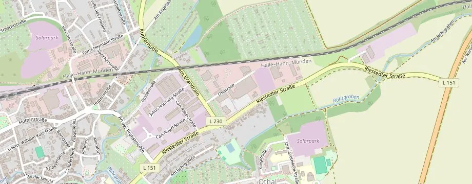 Karte mit der Lage des OBI Markt Sangerhausen, Oststr. 6, 06526 Sangerhausen