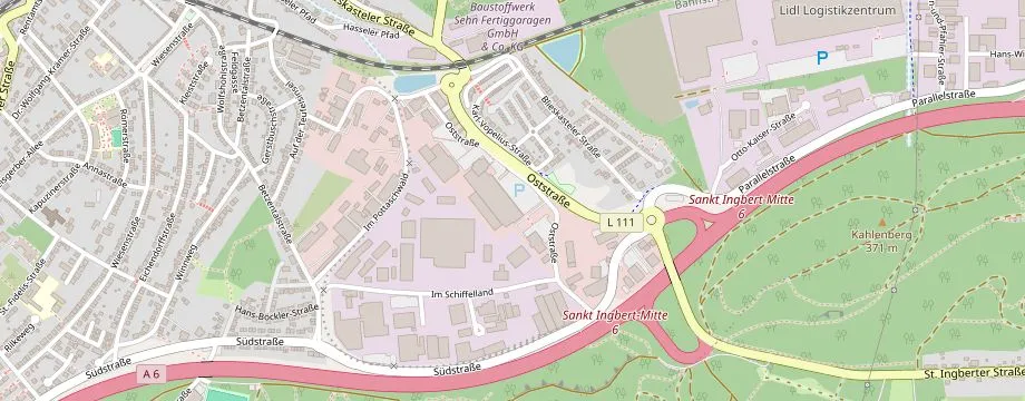 Karte mit der Lage des OBI Markt Sankt Ingbert, Oststraße 80, 66386 Sankt Ingbert