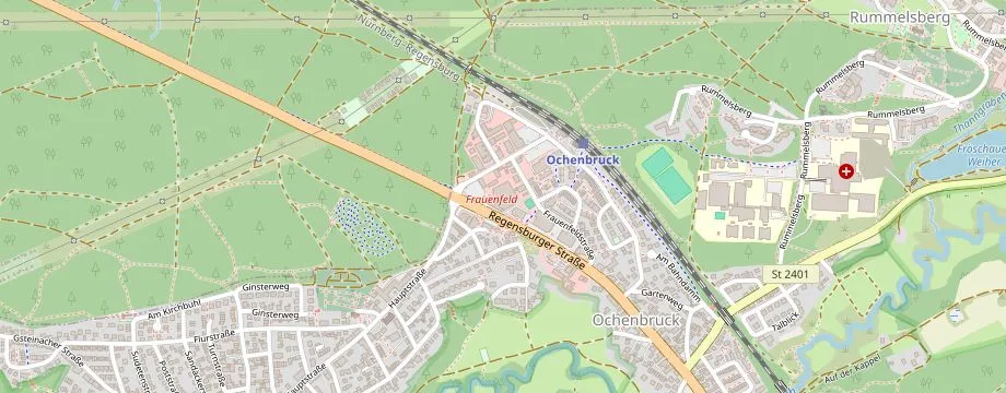 Karte mit der Lage des OBI Markt Schwarzenbruck, Bahnhofstr. 2, 90592 Schwarzenbruck