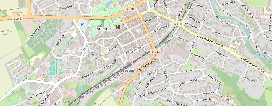 Karte mit der Lage des OBI Markt Seesen, Bahnhofstr. 14, 38723 Seesen