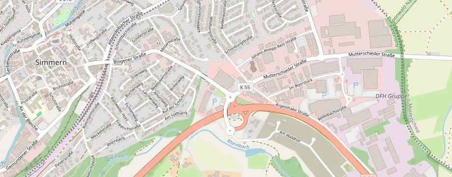 Karte mit der Lage des OBI Markt Simmern, Mutterschieder Str. 1, 55469 Simmern