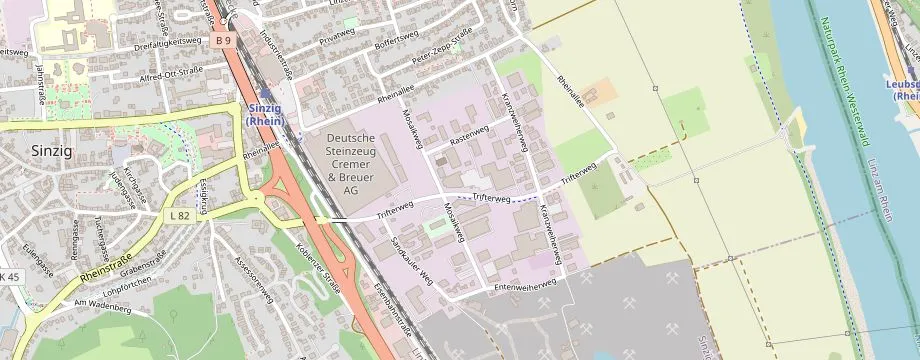 Karte mit der Lage des OBI Markt Sinzig, Trifter Weg 14-20, 53489 Sinzig