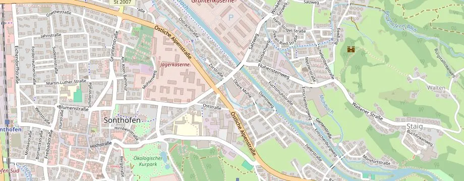 Karte mit der Lage des OBI Markt Sonthofen, Berghofer Str. 30, 87527 Sonthofen