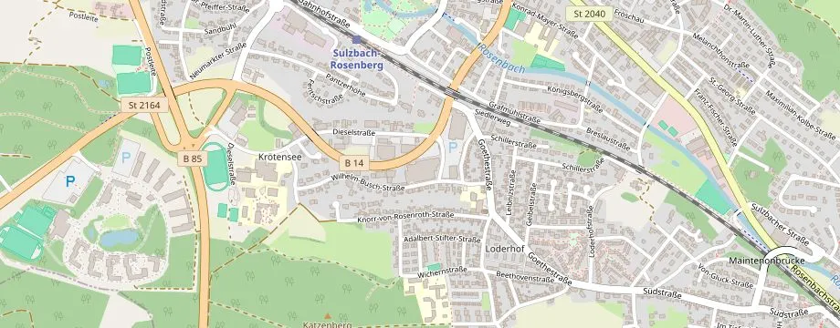 Karte mit der Lage des OBI Markt Sulzbach-Rosenberg, Krötenseestr. 2, 92237 Sulzbach-Rosenberg