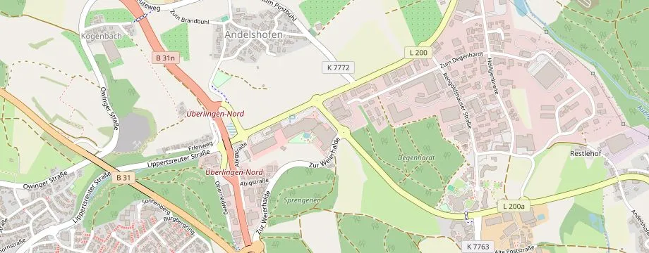 Karte mit der Lage des OBI Markt Überlingen, Lippertsreuther Str. 60, 88662 Überlingen