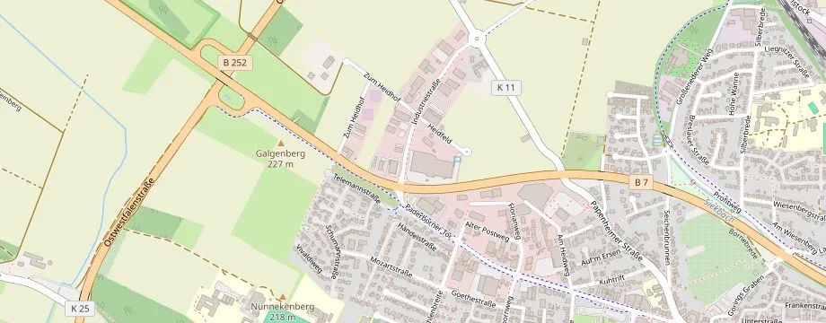 Karte mit der Lage des OBI Markt Warburg, Industriestr. 2, 34414 Warburg