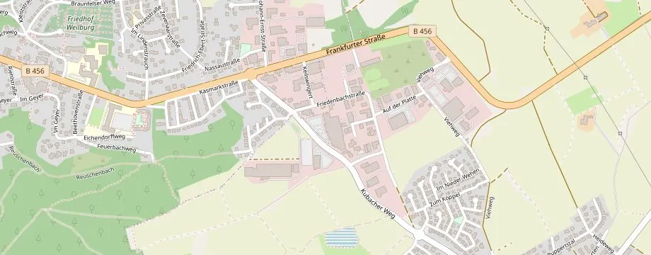 Karte mit der Lage des OBI Markt Weilburg, Mittlere Friedenbach 3, 35781 Weilburg