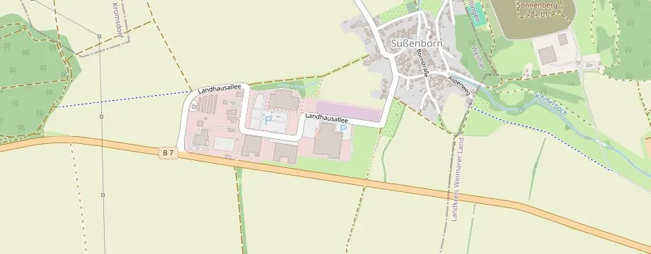 Karte mit der Lage des OBI Markt Weimar, Landhausallee 18, 99425 Weimar