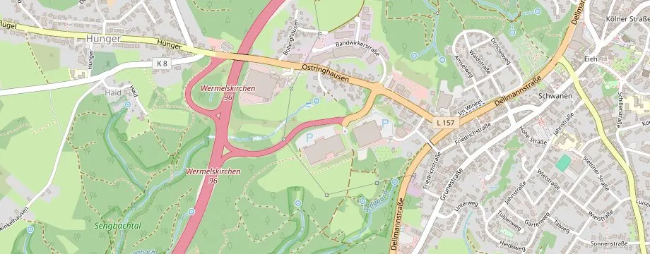 Karte mit der Lage des OBI Markt Wermelskirchen, Biberweg 1, 42929 Wermelskirchen