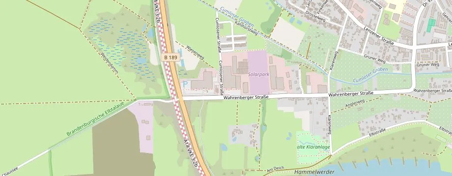 Karte mit der Lage des OBI Markt Wittenberge, Wahrenberger Str. 70, 19322 Wittenberge