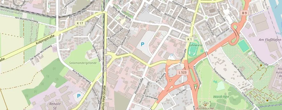 Karte mit der Lage des OBI Markt Worms, Scheidtstr. 29, 67547 Worms