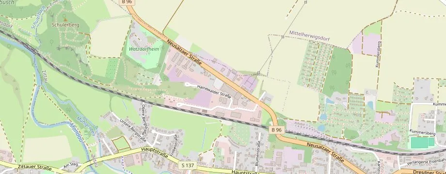 Karte mit der Lage des OBI Markt Zittau, Hainewalder Str. 2, 02763 Zittau