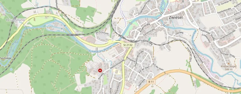 Karte mit der Lage des OBI Markt Zwiesel, Langdorfer Straße 5, 94227 Zwiesel